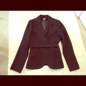 Black Linen Blazer Jacket w/Lining & Belt